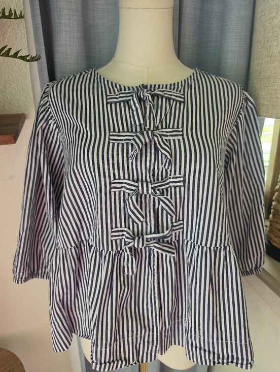 Tops - Striped Bow Top